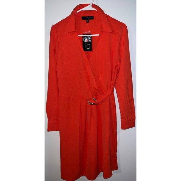 Fred David Dresses & Skirts - New Fred David Women's Orange Wrap Dress Size S Long sleeve